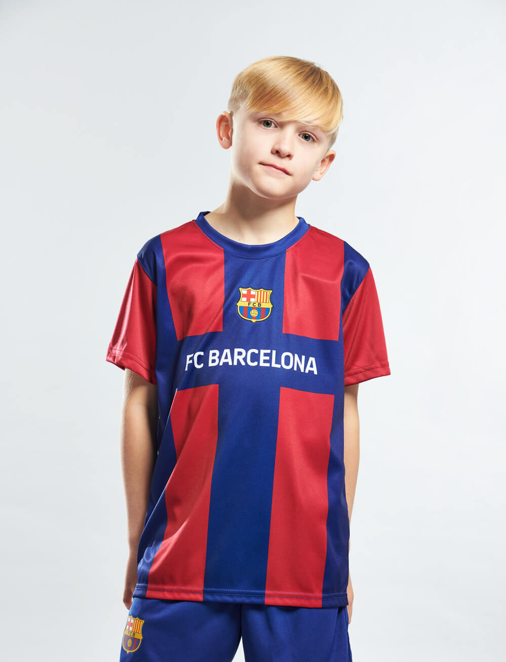 Official FC Barcelona Kids 1st Team Kit - Navy/Red - The World Football Store