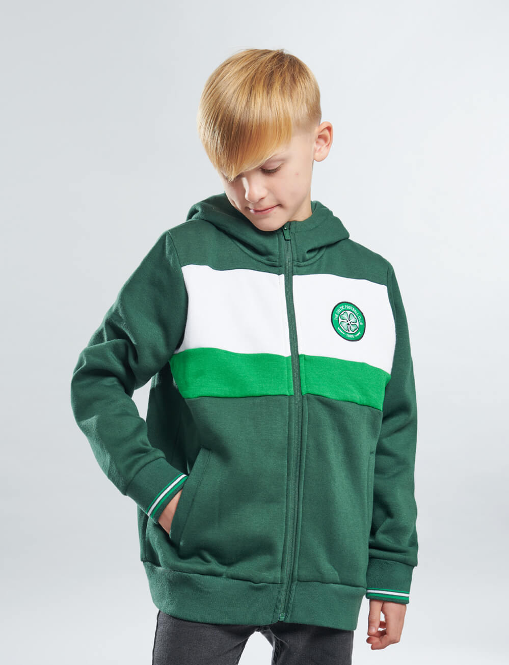 Official Celtic Kids Full Zip Hoodie - Green - The World Football Store