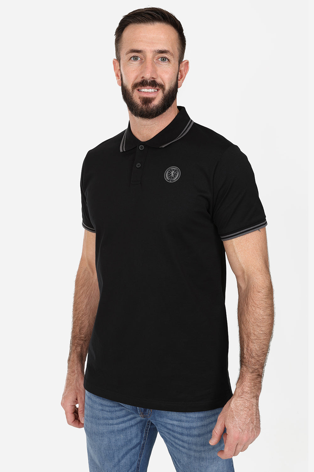 Official Limited Edition Scotland Polo Shirt - Black - The World Football Store